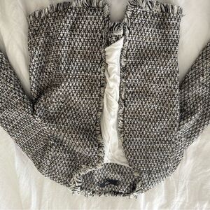 MNG Basics Black and Cream Textured Jacket